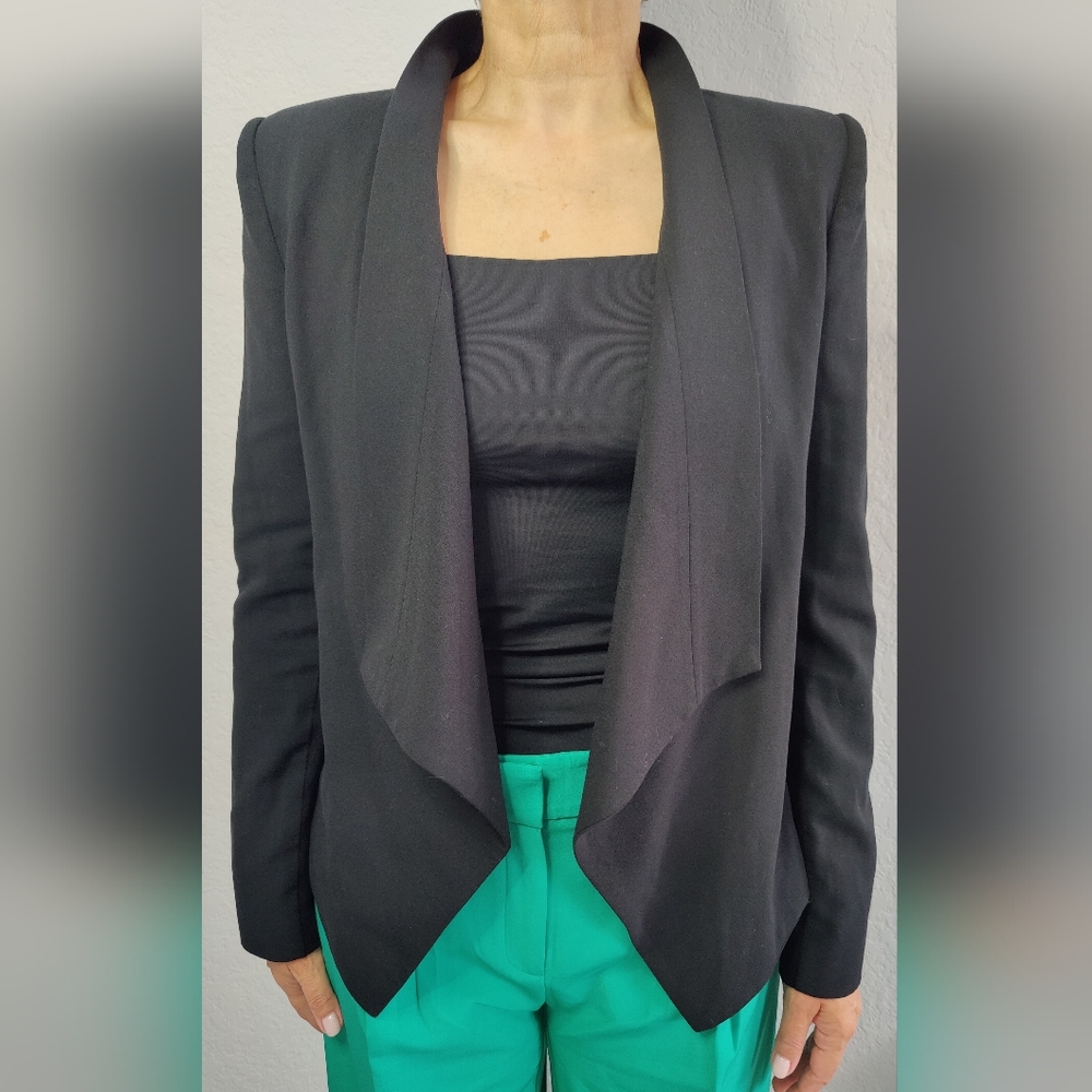 BCBGmaxazria blazer black open front size M long sleeve - Picture 3 of 6